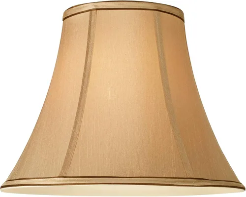 Vista 2 de Pantalla de lámpara de campana grande marrón y marrón de 7 pulgadas superior x 14 pulgadas inferior x 11 pulgadas de alto (araña) de repuesto