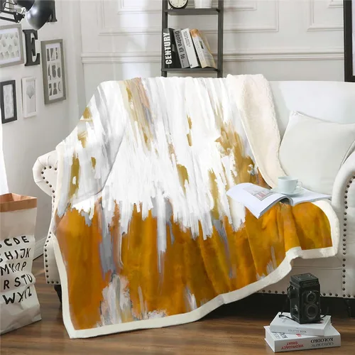 Vista 10 de Erosebridal Manta de sherpa moderna para niños y adolescentes, color naranja, verde azulado, negro, manta para silla, manta de forro polar con rayas