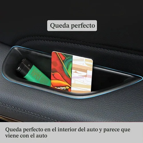Vista 4 de Manija de bolsillo de almacenamiento lateral delantera, reposabrazos, contenedor de teléfono negro para Mercedes Benz Clase E E350 E400 E500 E63 AMG