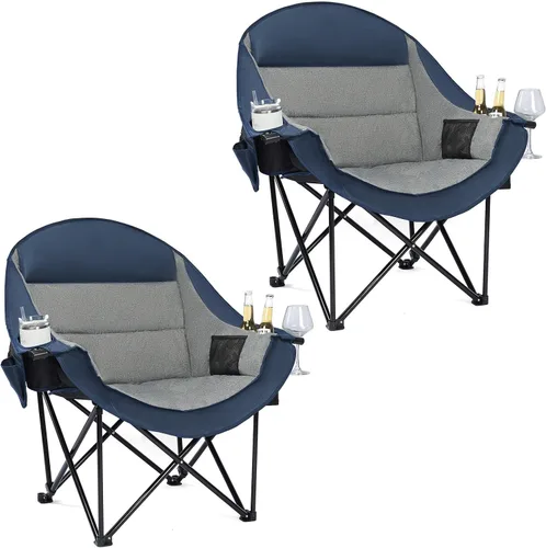 Vista 33 de Silla de camping de gran tamaño con calefacción, resistente, acolchada Negro (Allblack)