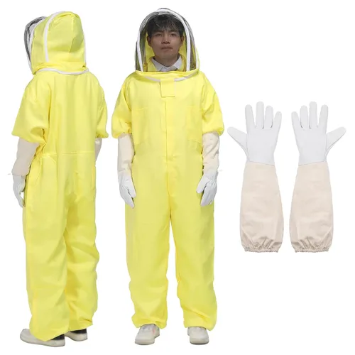 Vista 9 de HARFINGTON Traje de abeja para hombres y mujeres, L trajes de apicultura con guante y velo capucha, trajes de abeja para hombres, a prueba de patio