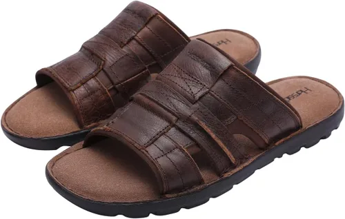 Vista 8 de Harssidanzar Sandalias deslizantes para hombre de cuero con soporte de arco ligero de verano para hombre, sandalias de playa para hombre al aire
