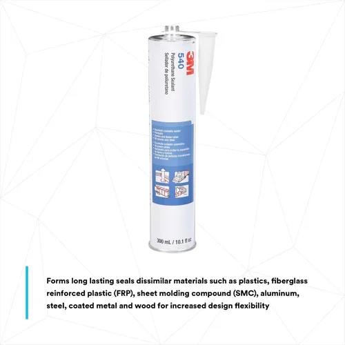 Vista 2 de 3M Sellador de poliuretano 540, negro, multiusos, uniones flexibles, resistente a la intemperie, cartucho de 10.5 fl oz, 1 unidad