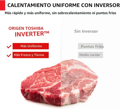 Vista 4 de TOSHIBA Combo de freidora de aire con horno de microondas inversor para encimera, serie MASTER, asado, convección, combinación rápida, incluso