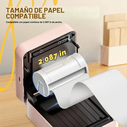 Vista 7 de Nelko Mini impresora de calcomanías, cápsula de impresión PM230 con 1 rollo Rosa