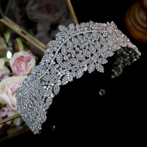 Vista 3 de hair jewelry crown tiaras for women Retro Tiara Baroque Cubic Zirconia Bridal Crown Crystal Headband Jewelry Wedding Hair Accessories