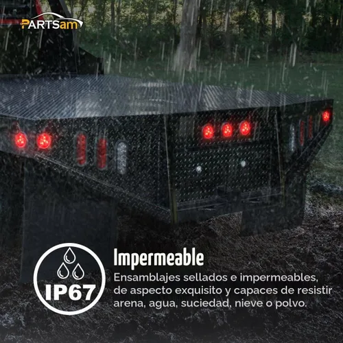 Vista 7 de Partsam 4 luces LED redondas de 2 pulgadas con marcador lateral lateral reflejo, [aprobado por DOT] 2 pulgadas, 4 luces LED de remolque con ojales