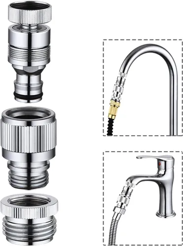 Vista 7 de Adaptador de grifo con aireador, adaptador de grifo de fregadero a manguera de jardín, adaptador de grifo a manguera de jardín para cocina y baño