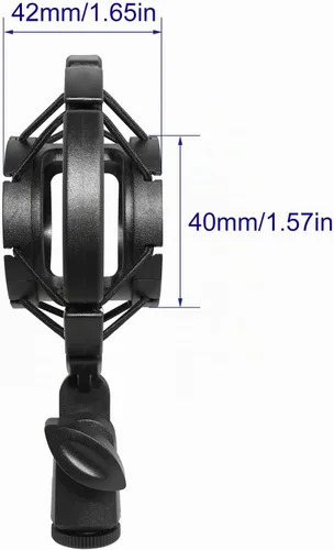 Vista 5 de Soporte de Micrófono LUORNG Universal Negro, Antivibración, para Micrófono de Condenser de Estudio de 42~46mm/1.65~1.81in de Diámetro, con Clip