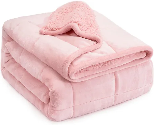Vista 10 de Lofus Manta pesada para adultos (15 libras, 48 x 72 pulgadas), manta pesada lavable a máquina, mantas suaves con peso para aliviar el estrés y Negro