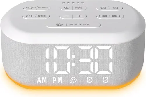 Vista 8 de Máquina de sonido de ruido marrón con 30 sonidos relajantes, luz nocturna de 12 colores para bebés, adultos, niños, máquina de dormir, 36 niveles