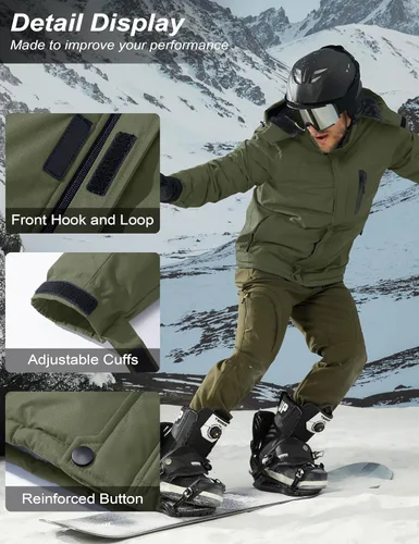 Vista 6 de MAGCOMSEN - Abrigos de invierno para hombre, impermeables, con forro polar, parka, con capucha, para esquiar, senderismo, trabajo