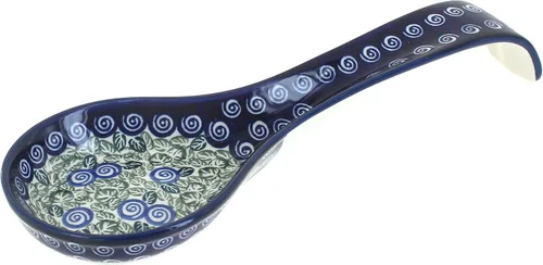 Vista 4 de Soporte para cuchara grande con estrellas de cerámica polaca de rosas azules