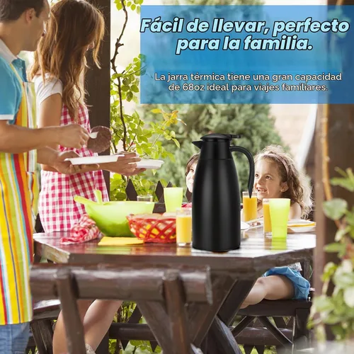 Vista 7 de Jarras térmicas de café de 68 onzas para mantener el calor, jarra térmica de acero inoxidable de 2 litros, jarra aislada al vacío de doble pared