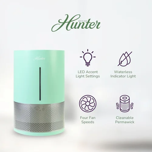 Vista 3 de HHE150 Hunter Aspire 4.8L Humidificador evaporativo con filtro PermaWick (4.8L) - Elimina contaminantes y polvo blanco para niebla y aire limpios