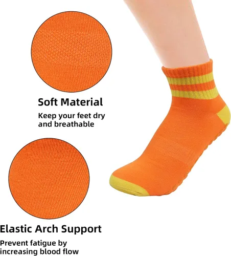 Vista 3 de Klmnop 4 pares de calcetines de yoga antideslizantes con agarres para pilates, ballet, barras, descalzos, calcetines antideslizantes para hospitales