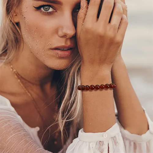Vista 9 de Pulsera de cristal curativo para mujer de 0.315 in, pulsera de cuentas de cristal natural ajustable hecha a mano, joyería curativa, regalo
