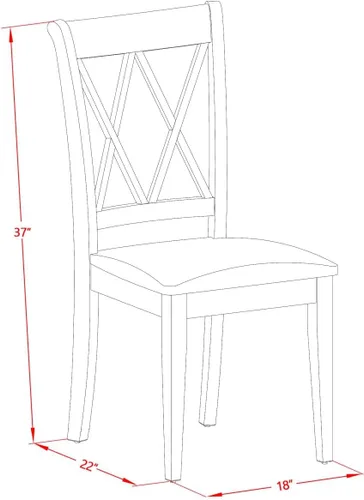 Vista 3 de East West Furniture MZCL3-LWH-C - Juego de mesa de comedor moderno de 3 piezas que contiene una mesa rectangular de madera con gotas y 2 sillas