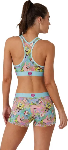 Vista 4 de PSD Sujetador deportivo de Bob Esponja para mujer, con espalda cruzada, con tela de microfibra transpirable