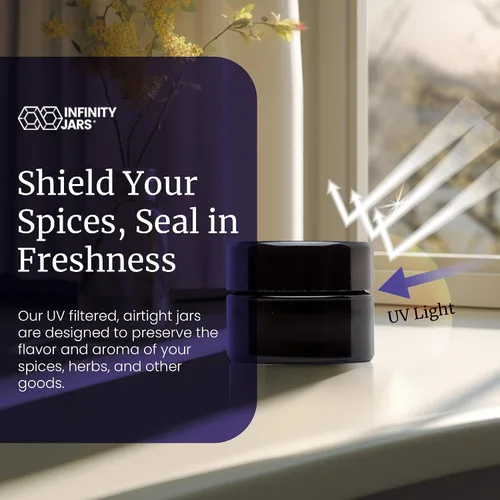 Vista 5 de Infinity Jars Tarro clásico de vidrio negro de 0.5 fl oz, hermético, a