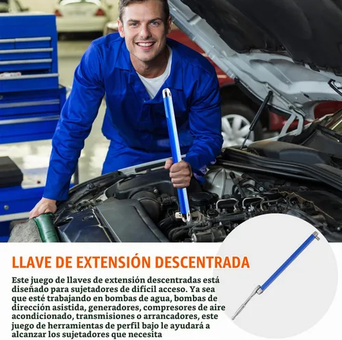 Vista 6 de Llave de extensión compensada de impacto lista de Bqweun, juego de llave de extensión de alcance estrecho, con adaptadores de accionamiento cuadrado