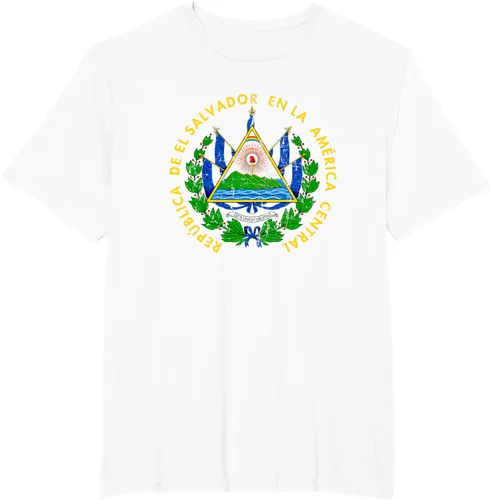 Vista 13 de Escudo de armas de El Salvador Salvadoran Distressed Design T-Shirt