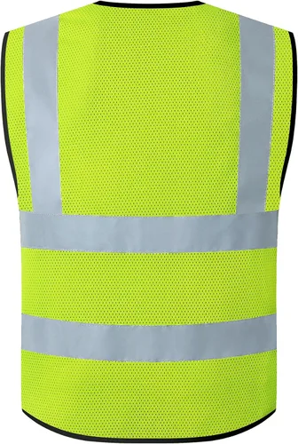 Vista 2 de Chaleco de seguridad reflectante para hombres y mujeres, chaleco de construcción que cumple con el estándar ANSI/ISEA 173-amarillo