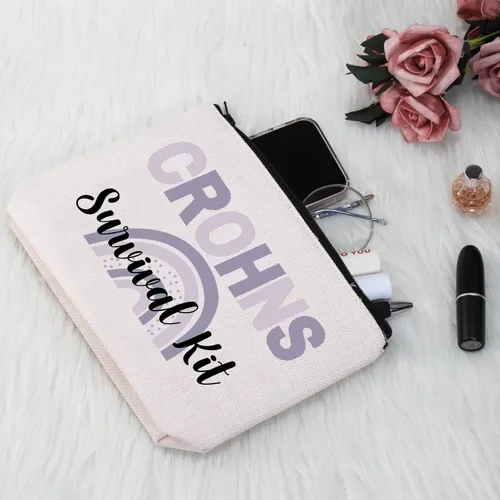 Vista 6 de G2TUP Crohns Disease Concientización Regalo Crohns Survival Kit Bolsa de Maquillaje Colitis Guerrero Bolsa Cosmética Regalo Enfermedad Crónica