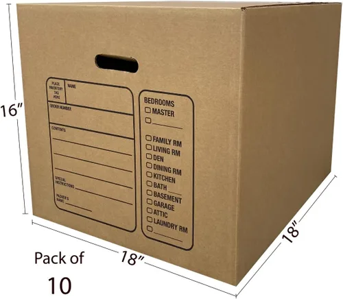 Vista 3 de Uboxes 10 cajas de mudanza medianas premium 18x18x16" caja de cartón Cajas de mudanza