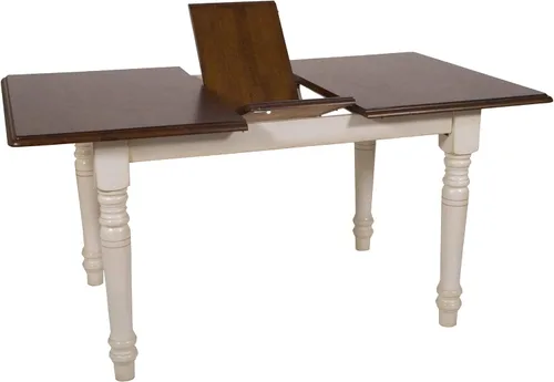 Vista 5 de Sunset Trading Andrews - Mesa de comedor rectangular extensible con hojas de mariposa de 60 pulgadas Madera blanca antigua/marrón castaño