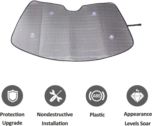 Vista 7 de Parasol para parabrisas de automóvil compatible con Corvette C8, protección UV, protector térmico, papel de aluminio, polietileno y algodón, 1