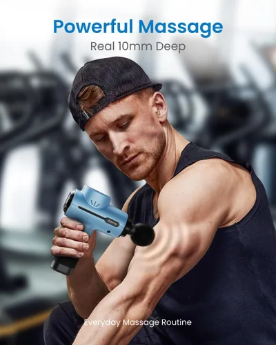 Vista 3 de RENPHO Pistola de masaje activa, masajeador de espalda de tejido profundo de percusión, diseño ergonómico con 5 velocidades para terapia muscular