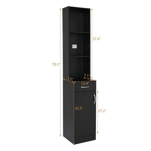 Vista 3 de mefeir Salon Station, gabinete de almacenamiento para peluquero con cajón, 5 compartimentos y estante, MDF duradero, equipo organizador para salón