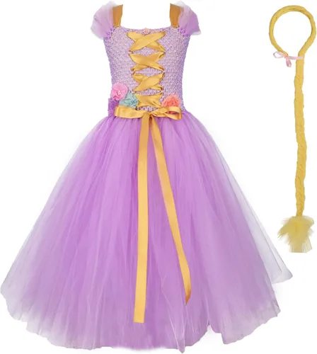 Vista 3 de Disfraz de princesa de tul de tul de malla para niñas pequeñas color terracota morado 10T