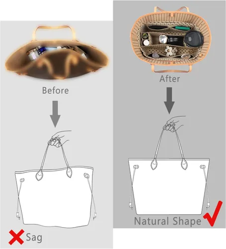 Vista 6 de Organizador de bolso organizador de fieltro con cremallera e inserto inferior cosido ajuste Speedy Neverfull Gracefull bolso 6 tamaños M lunares