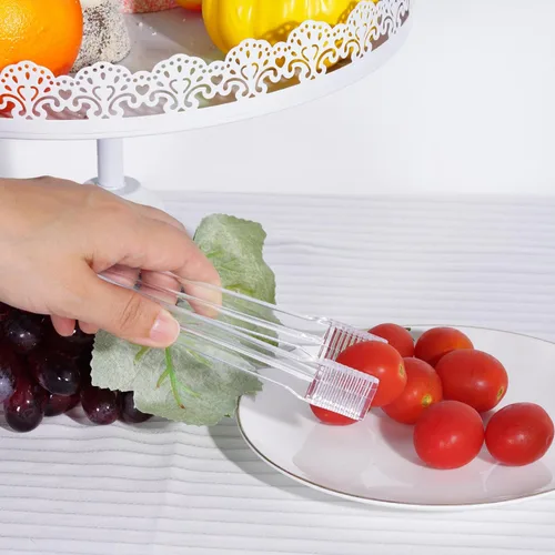 Vista 5 de 10 piezas de pinzas de plástico para buffet, pinzas de cocina transparentes, mini utensilio de servir, pinzas para alimentos, hielo, ensalada, bufé