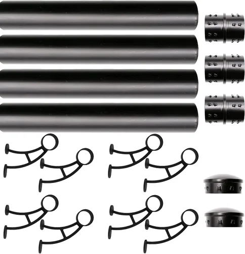 Vista 11 de Kit de riel de pie de montaje en barra sólida, tubo de acero inoxidable negro mate con conector interno, soporte de riel de pie de montaje en barra