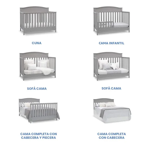 Vista 3 de Delta Children Emery - Cuna convertible 4 en 1 para bebés, paquete de 1, color gris