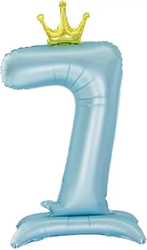 Vista 18 de Globos azules con el número 1 de 42 pulgadas con corona, globos de primer cumpleaños para niños y niñas, suministros de decoración de fiesta de Azul