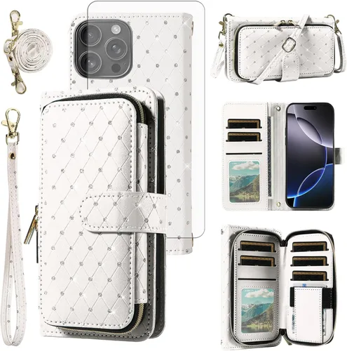 Vista 187 de Funda para teléfono iPhone 6 6S con cremallera y protector de pantalla con protector de pantalla, correa de cordón cruzado, ranura para iPhone 6 Six