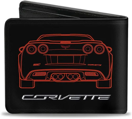 Vista 2 de Buckle-Down mens Buckle-down Pu Bifold - C6 Frontview + Rearview Blueprints BlackRed Wallet