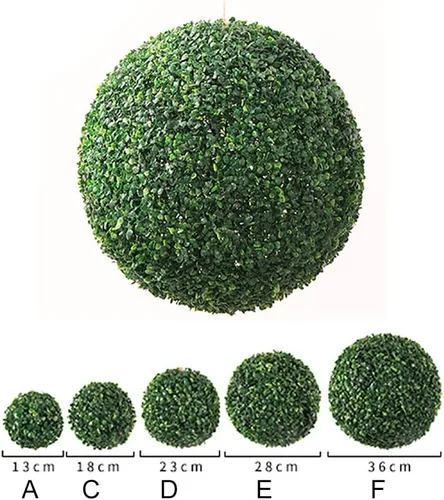 Vista 6 de 1 paquete de bolas artificiales de plantas verdes artificiales, bolas decorativas de boj topiario, bolas de topiario artificiales de boj, bolas