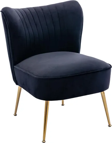 Vista 8 de Juego de 2 sillas decorativas de terciopelo, cómodas sillas de sala de estar, sin brazos, sofá individual lateral de mediados de siglo con patas