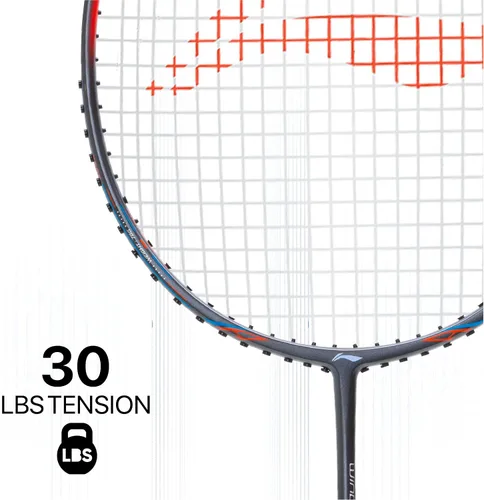 Vista 3 de Li-Ning Wind Lite 800 II - Raqueta de bádminton de grafito de carbono con cubierta completa para raqueta (gris oscuro/rojo)
