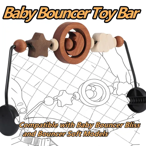 Vista 6 de Barra de juguete compatible con Baby Bjorn Bouncer Toy Bar para Baby Bouncer, accesorio de barra de juguete de madera duradera, juguete sensorial
