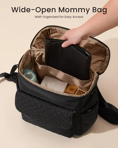 Vista 3 de LOVEVOOK Mochila para pañales, bolsa de bebé 3 en 1 con cambiador y correas desmontables, mochila grande para pañales para mamá papá con hebillas