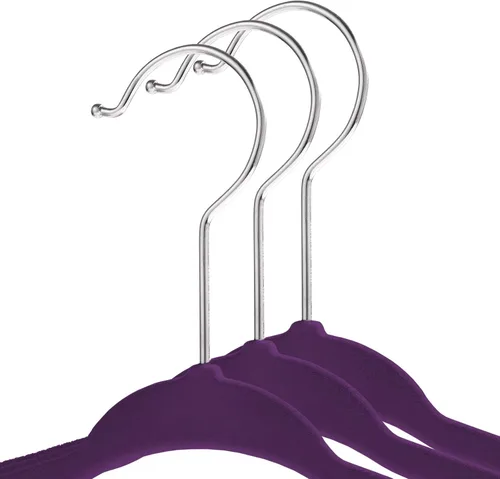 Vista 2 de Casafield 50 Perchas de Terciopelo para Bebé - Tamaño de 11" para Ropa de Bebés y Niños Pequeños - Morado
