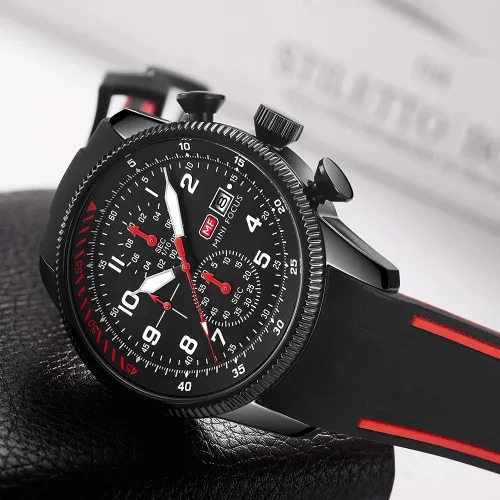 Vista 4 de KXAITO Relojes para hombre, reloj cronógrafo deportivo militar, resistente al agua, correa de cuero de silicona luminosa, relojes casuales