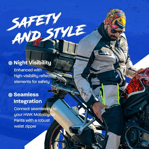 Vista 6 de Chaqueta de motocicleta para hombres para viajes y aventuras, reforzamiento CE, a prueba de agua, AVD, para las 4 estaciones
