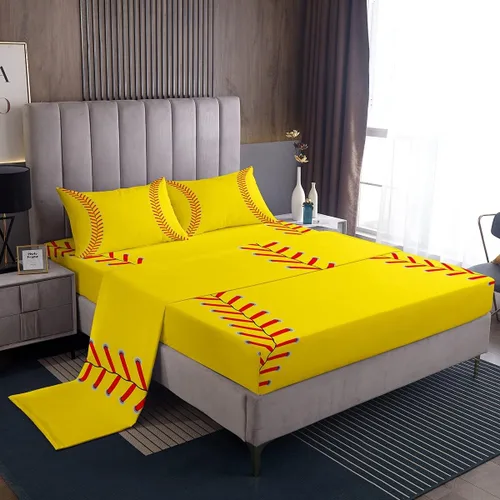Vista 13 de Feelyou Juego de sábanas de béisbol para niños, juego de sábanas con temática deportiva de pelota, tamaño individual, para niños, adolescentes